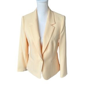 Vtg y2k butter yellow single button blazer women 12 petites medium jacket preppy